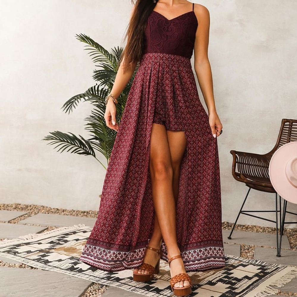 Daytrip Pieced Maxi Romper
